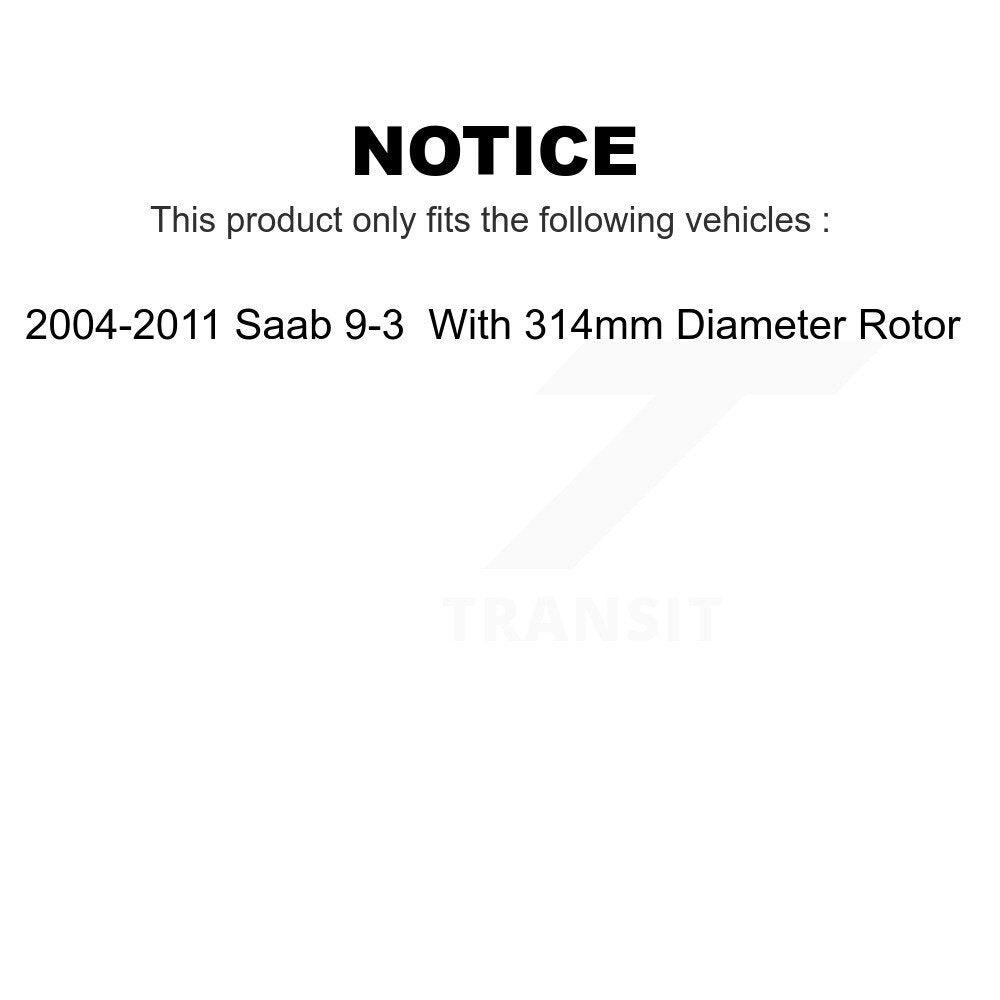 Front Rear Ceramic Brake Pads Kit For 2004-2011 Saab 9-3 With 314mm Diameter Rotor KTC-100113