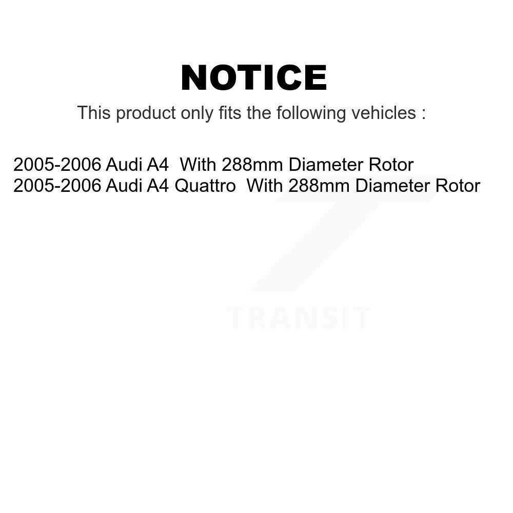 Front Rear Ceramic Brake Pads Kit For 2005-2006 Audi A4 Quattro With 288mm Diameter Rotor KCX-100279