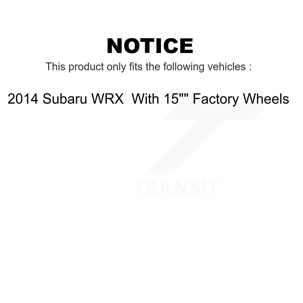 Front Rear Ceramic Brake Pads Kit For 2014 Subaru WRX With 15" Factory Wheels KTC-100003