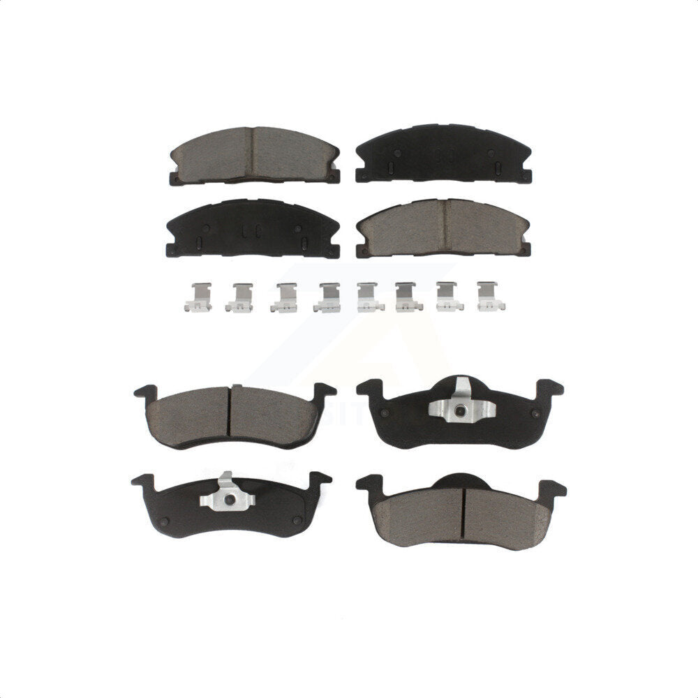 Front Rear Ceramic Brake Pads Kit For 2017-2019 Lincoln MKT With Vented Rotors KCX-100473