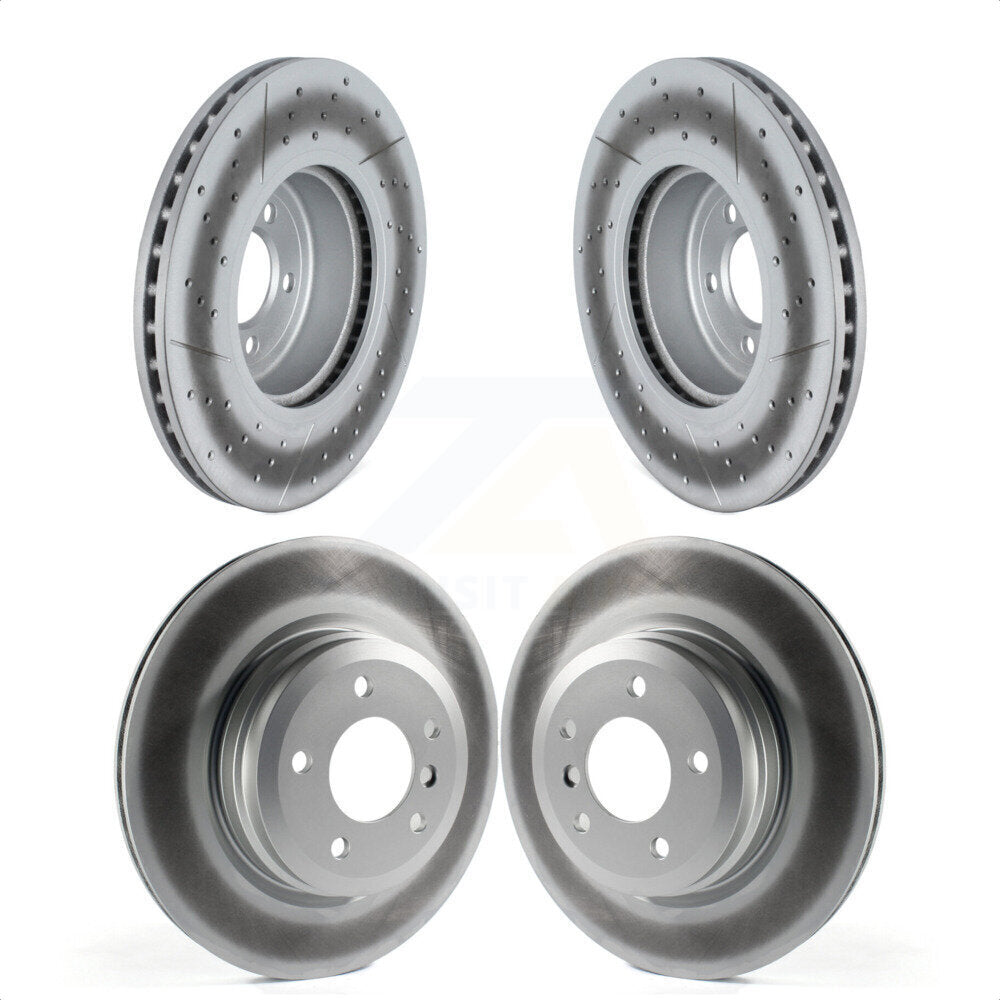 Front Rear Coated Disc Brake Rotors Kit For 2012-2013 BMW 335i Convertible Coupe With Blue Painted Calipers KG-101674