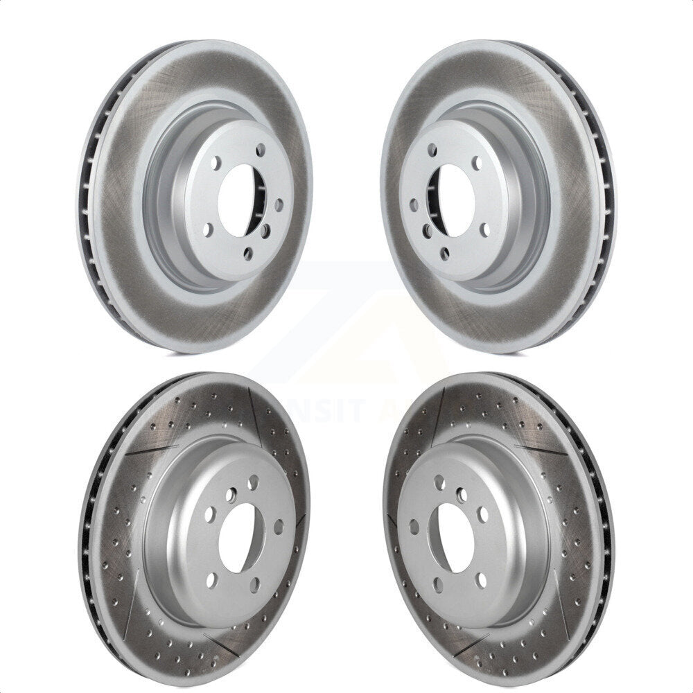 Front Rear Coated Disc Brake Rotors Kit For 2013 BMW 335i Convertible Coupe With Blue Painted Calipers KG-101676