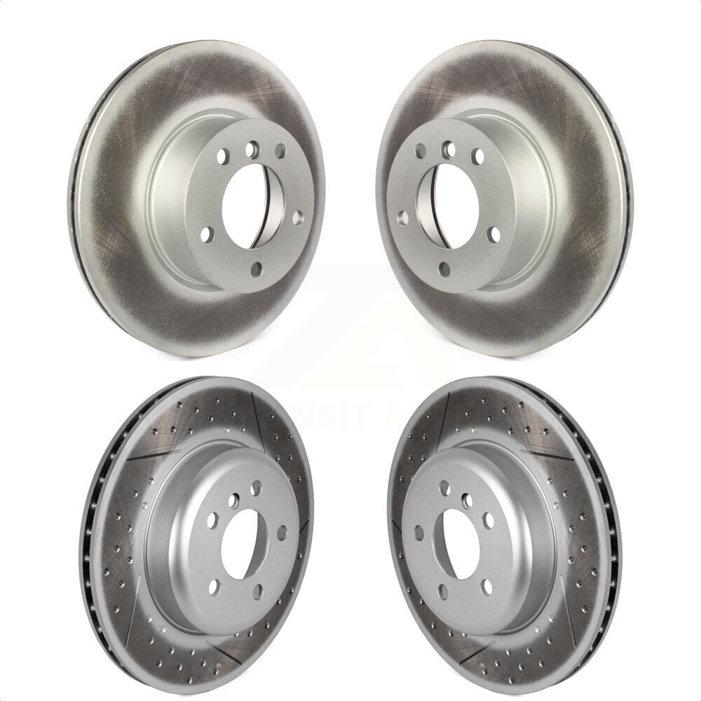Front Rear Coated Disc Brake Rotors Kit For 2016 BMW 328i GT xDrive With Blue Painted Calipers KG-101670