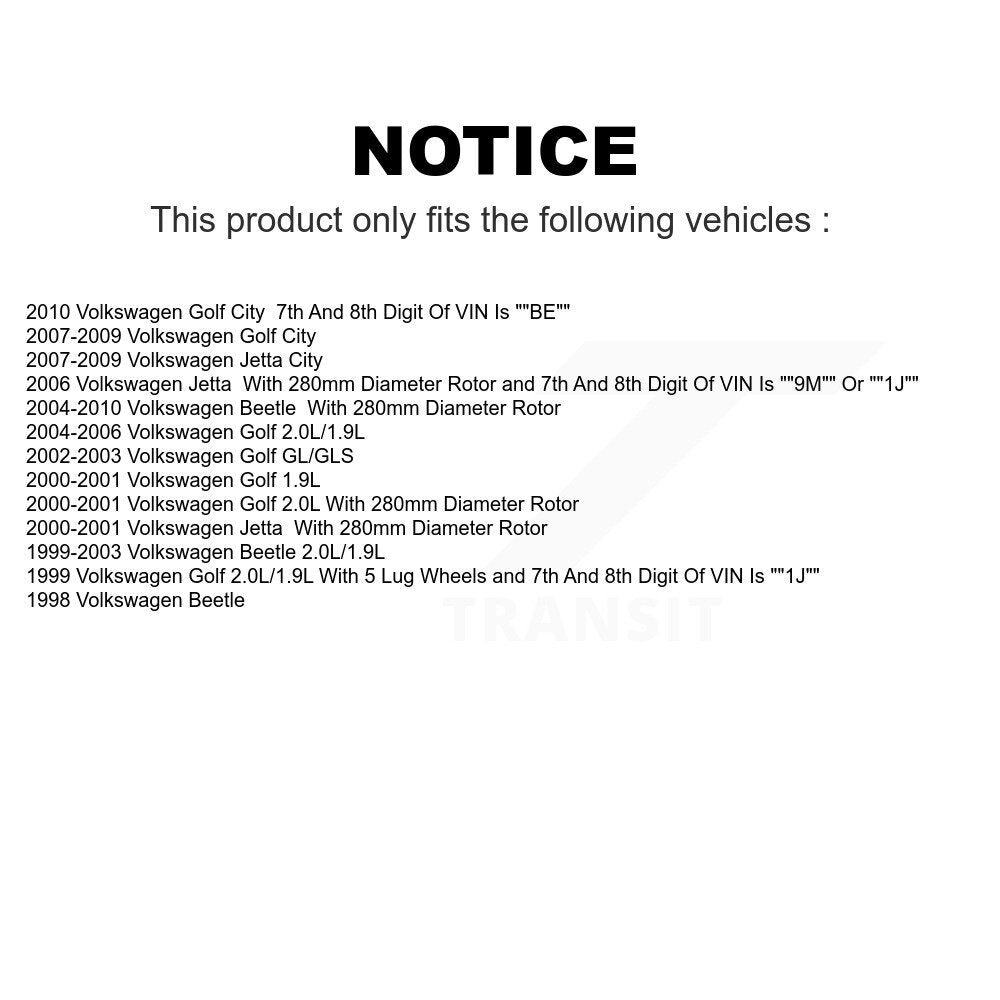 Front Rear Coated Disc Brake Rotors Kit For Volkswagen Beetle Jetta Golf City KG-100888