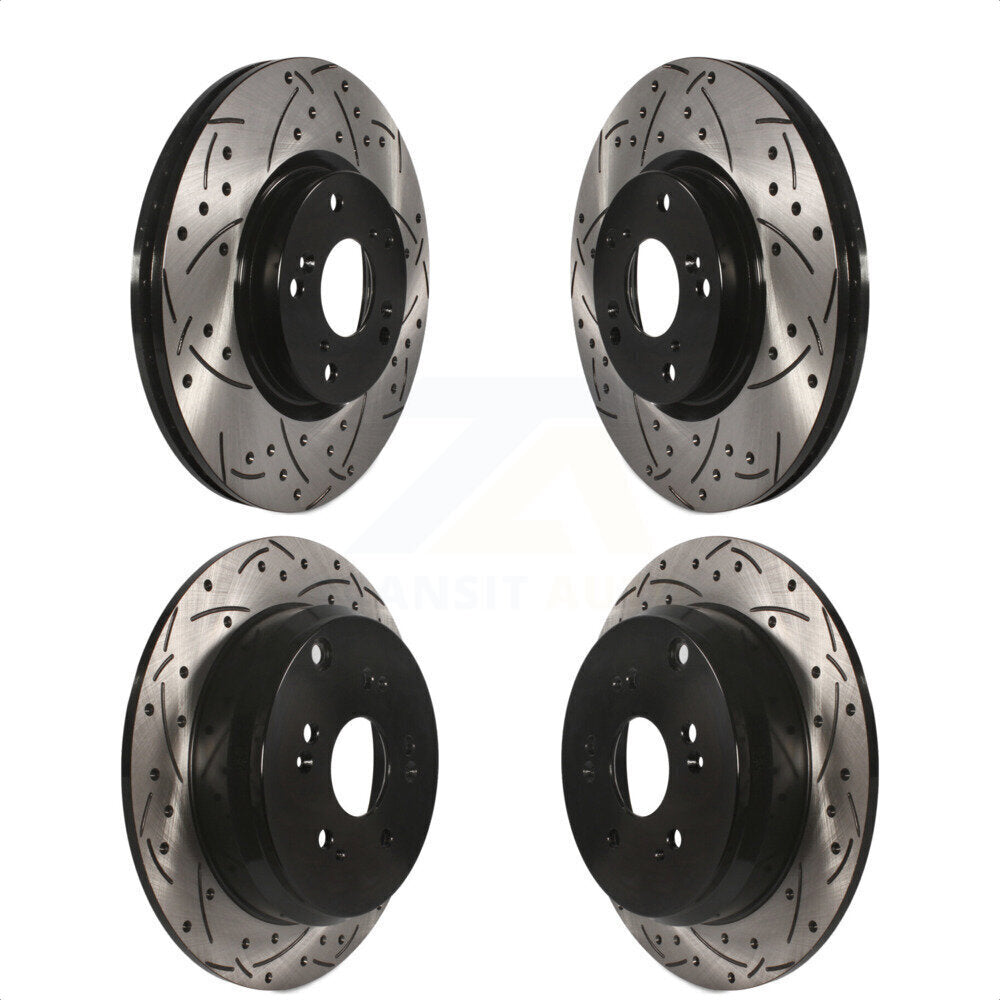 Front Rear Coated Drilled Slotted Disc Brake Rotors Kit For 2005-2006 Honda CR-V KD-100271