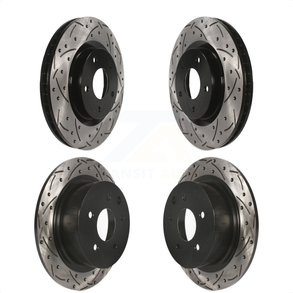Front Rear Coated Drilled Slotted Disc Brake Rotors Kit For 2007-2012 Nissan Sentra SE-R KD-100308