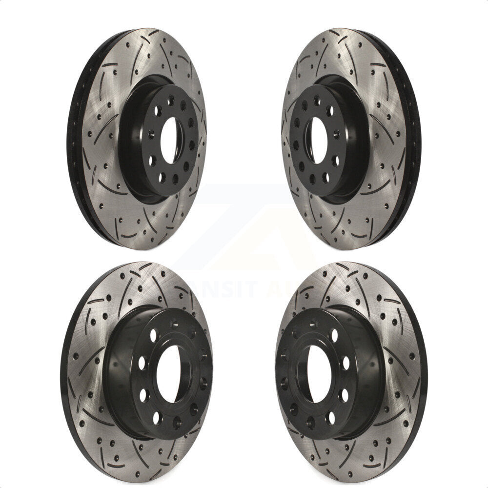 Front Rear Coated Drilled Slotted Disc Brake Rotors Kit For 2008-2008 Audi A3 Quattro KD-100278