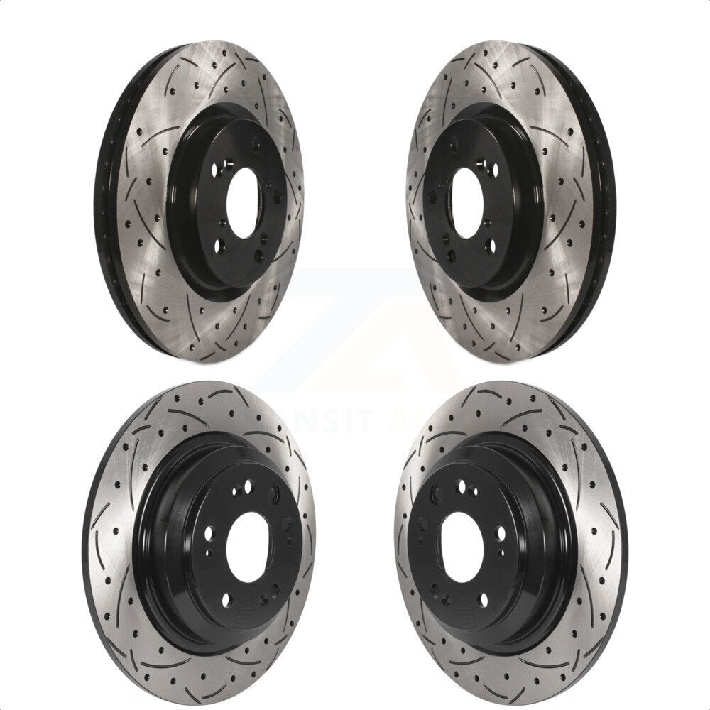 Front Rear Coated Drilled Slotted Disc Brake Rotors Kit For 2009-2014 Acura TL KD-100495