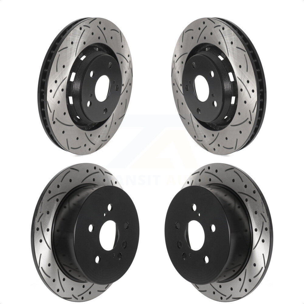Front Rear Coated Drilled Slotted Disc Brake Rotors Kit For 2009-2016 Toyota Venza KD-100494
