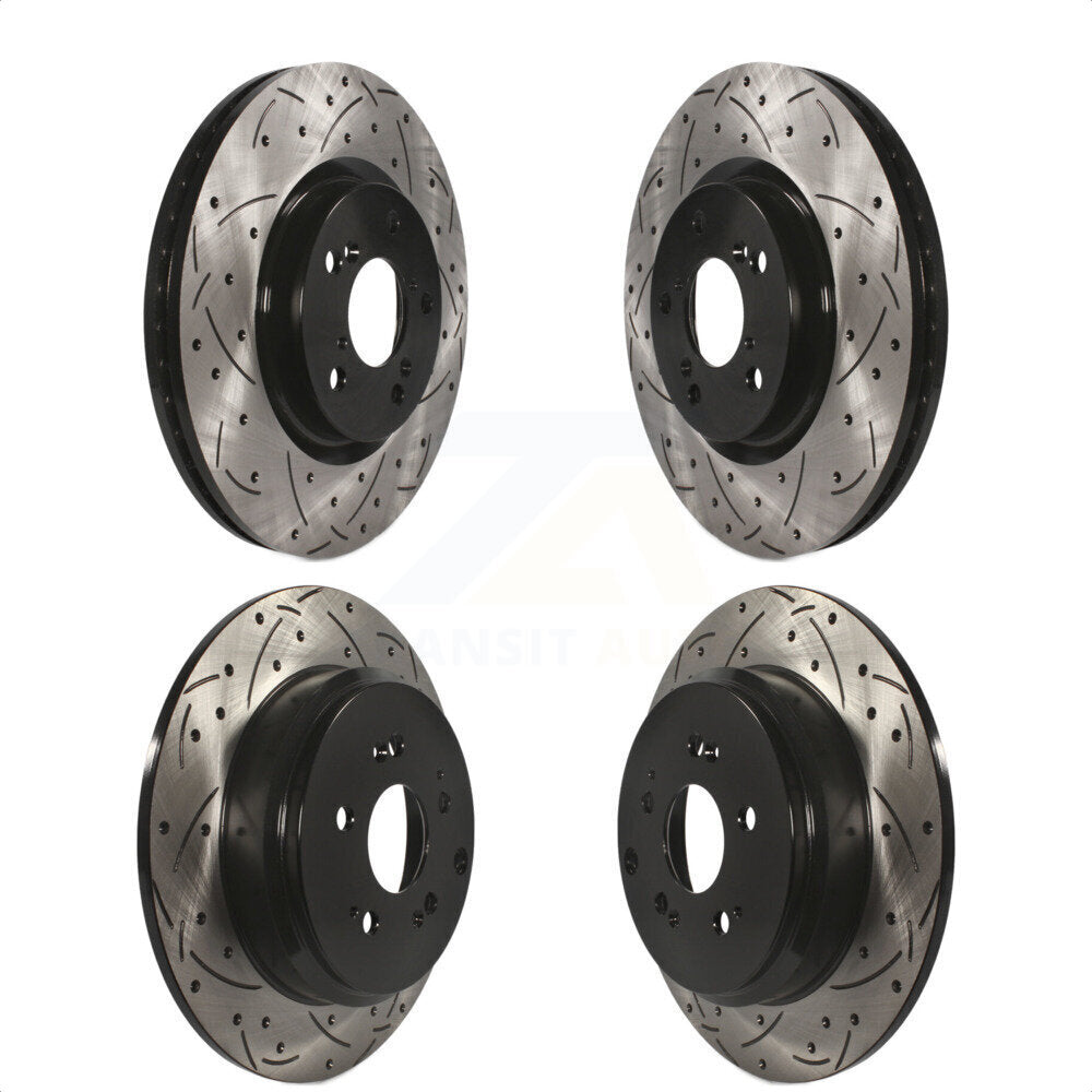 Front Rear Coated Drilled Slotted Disc Brake Rotors Kit For 2011-2014 Honda Odyssey KD-100320