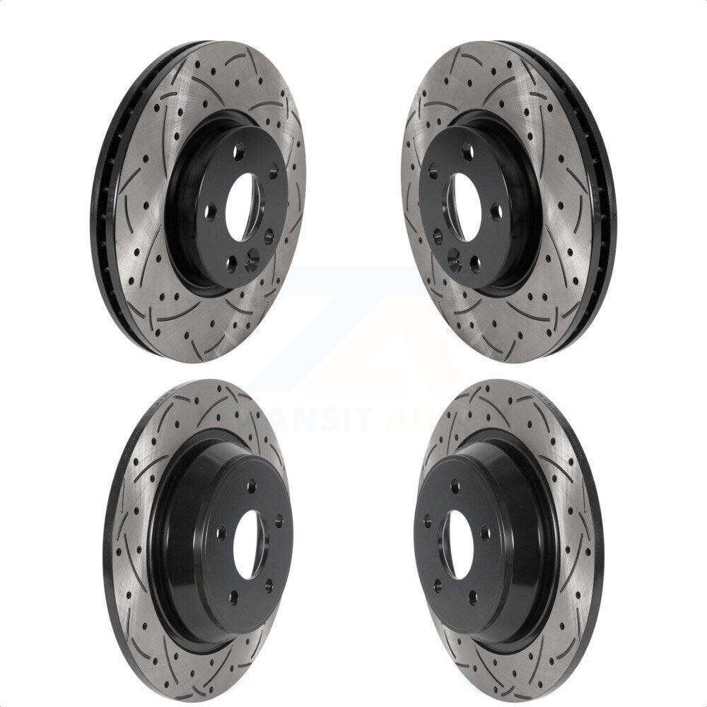 Front Rear Coated Drilled Slotted Disc Brake Rotors Kit For 2012-2015 Land Rover Range Evoque KD-100492