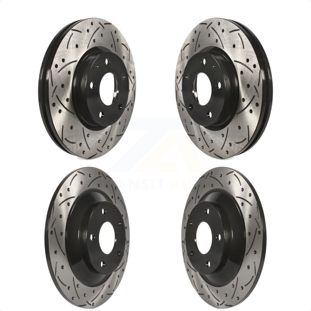 Front Rear Coated Drilled Slotted Disc Brake Rotors Kit For 2013-2015 Mazda CX-5 KD-100338