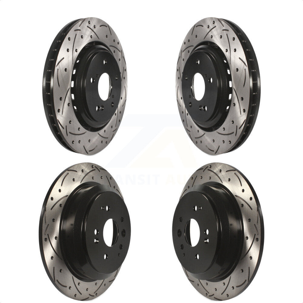 Front Rear Coated Drilled Slotted Disc Brake Rotors Kit For 2014-2016 Acura MDX KD-100348