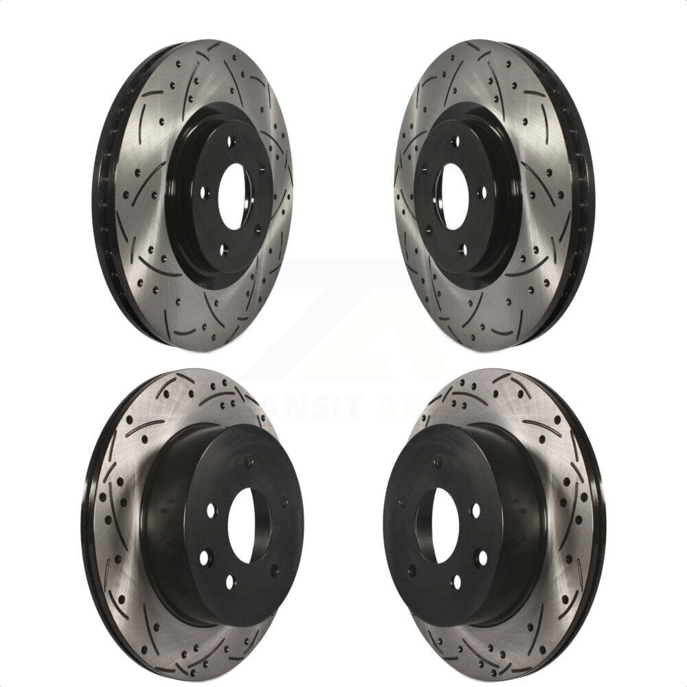 Front Rear Coated Drilled Slotted Disc Brake Rotors Kit For 2014-2017 Nissan Juke Nismo RS KD-100311