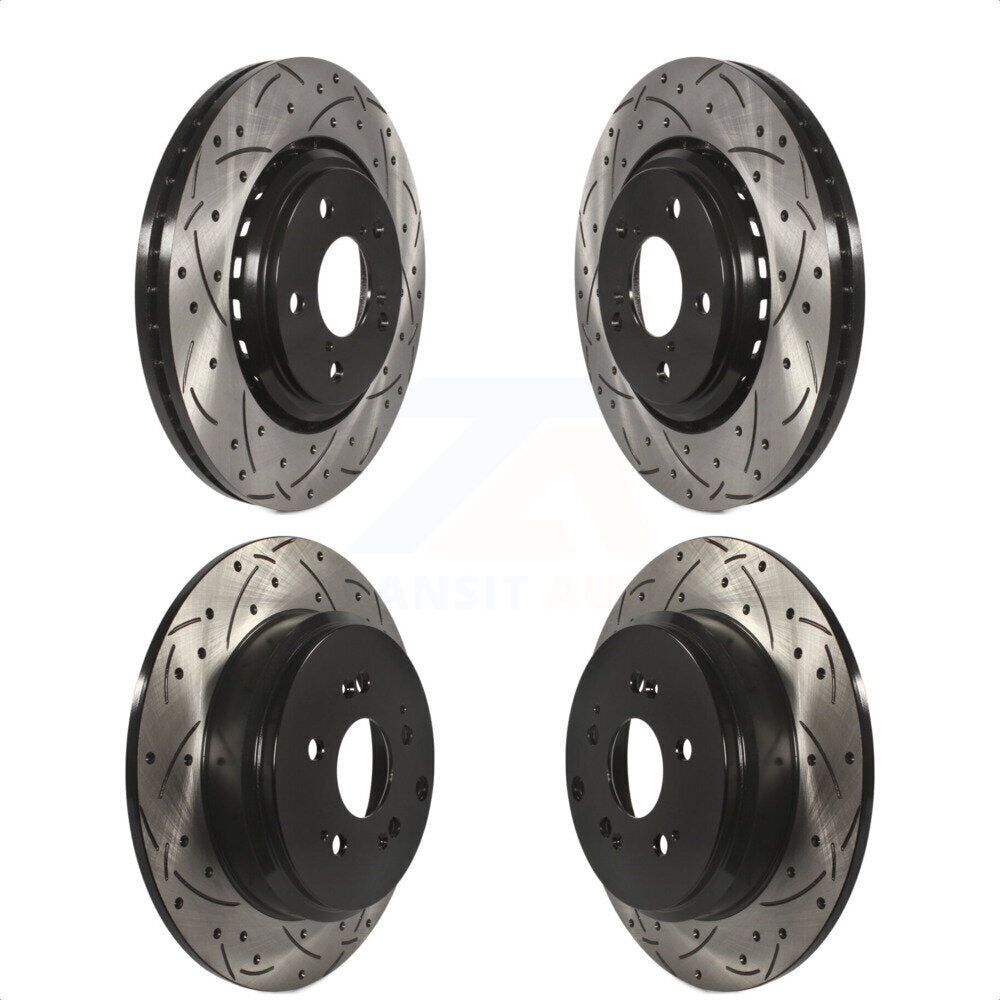 Front Rear Coated Drilled Slotted Disc Brake Rotors Kit For 2015-2017 Honda Odyssey KD-100345
