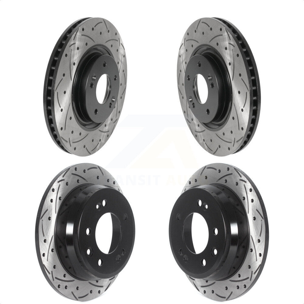 Front Rear Coated Drilled Slotted Disc Brake Rotors Kit For 2015 Hyundai Tucson FWD with FUEL CELL EV (FCEV) engine KD-100500