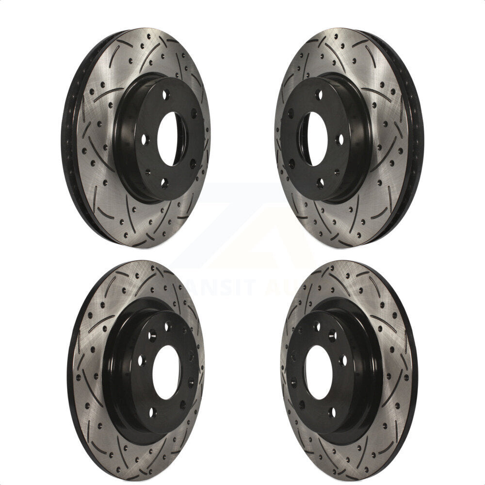 Front Rear Coated Drilled Slotted Disc Brake Rotors Kit For 2016-2018 Mazda CX-3 FWD KD-100354