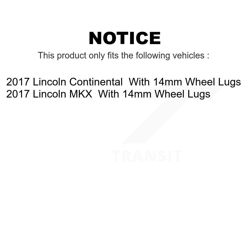 Front Rear Coated Drilled Slotted Disc Brake Rotors Kit For 2017-2017 Lincoln MKX Continental With 14mm Wheel Lugs KD-100240