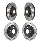 Front Rear Coated Drilled Slotted Disc Brake Rotors Kit For 2017-2020 Honda Civic Si KD-100388