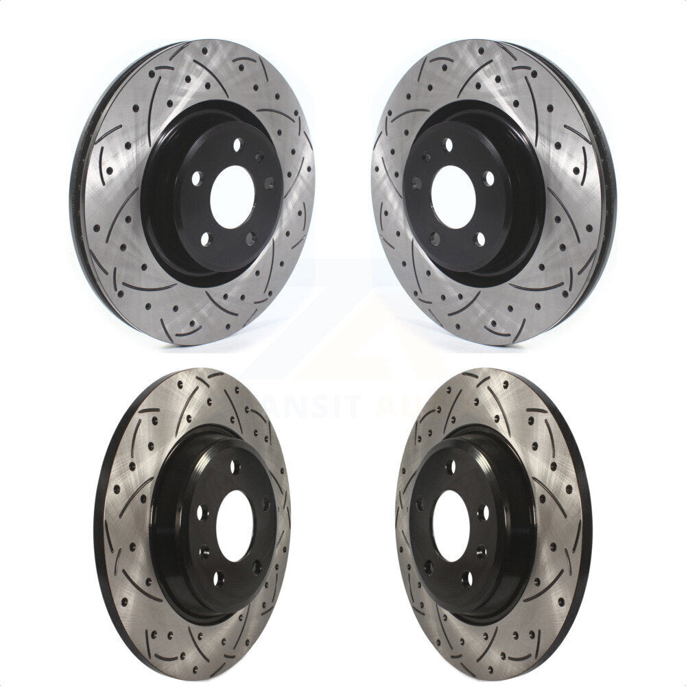 Front Rear Coated Drilled Slotted Disc Brake Rotors Kit For Audi A4 Quattro KD-100389
