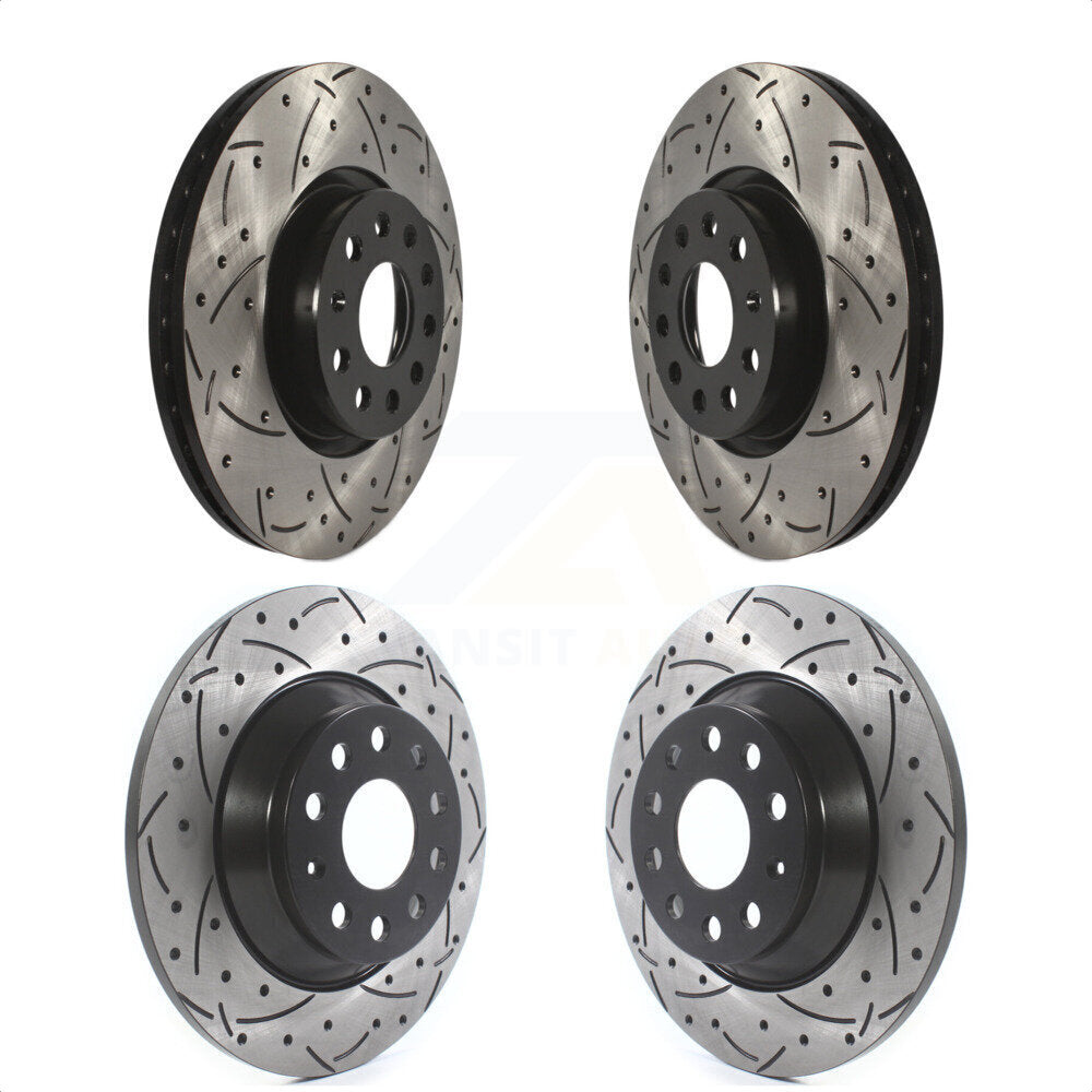 Front Rear Coated Drilled Slotted Disc Brake Rotors Kit For Audi Q3 Quattro TT KD-100282
