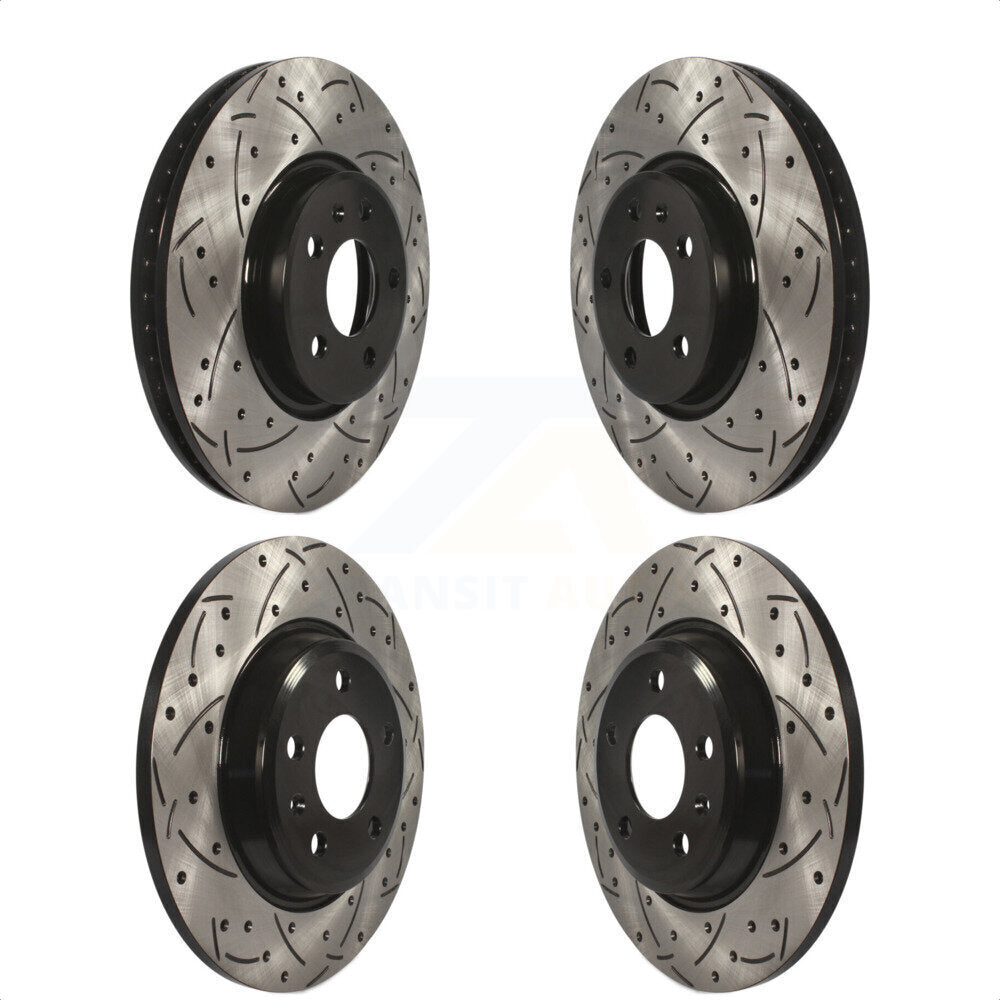 Front Rear Coated Drilled Slotted Disc Brake Rotors Kit For Audi Q5 A4 A5 Quattro allroad A6 KD-100334