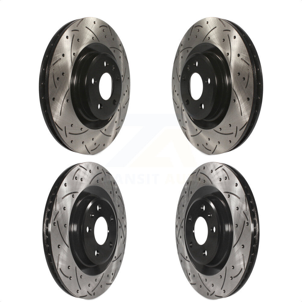 Front Rear Coated Drilled Slotted Disc Brake Rotors Kit For Audi Q5 Porsche Macan A6 Quattro S4 S5 A7 KD-100319