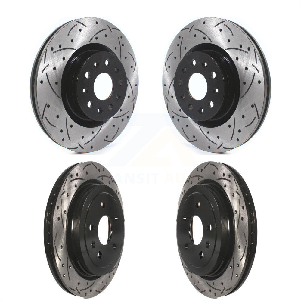 Front Rear Coated Drilled Slotted Disc Brake Rotors Kit For Cadillac CTS KD-100366