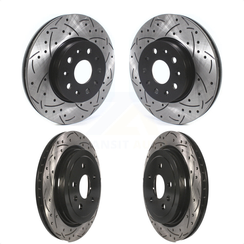 Front Rear Coated Drilled Slotted Disc Brake Rotors Kit For Cadillac CTS KD-100368