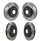 Front Rear Coated Drilled Slotted Disc Brake Rotors Kit For Chevrolet Camaro Cadillac CT5 KD-100369