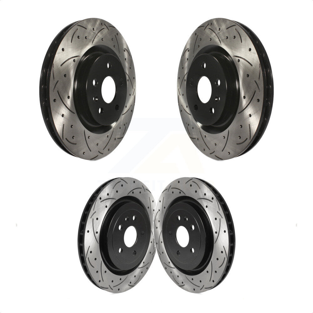 Front Rear Coated Drilled Slotted Disc Brake Rotors Kit For Chevrolet Camaro KD-100364
