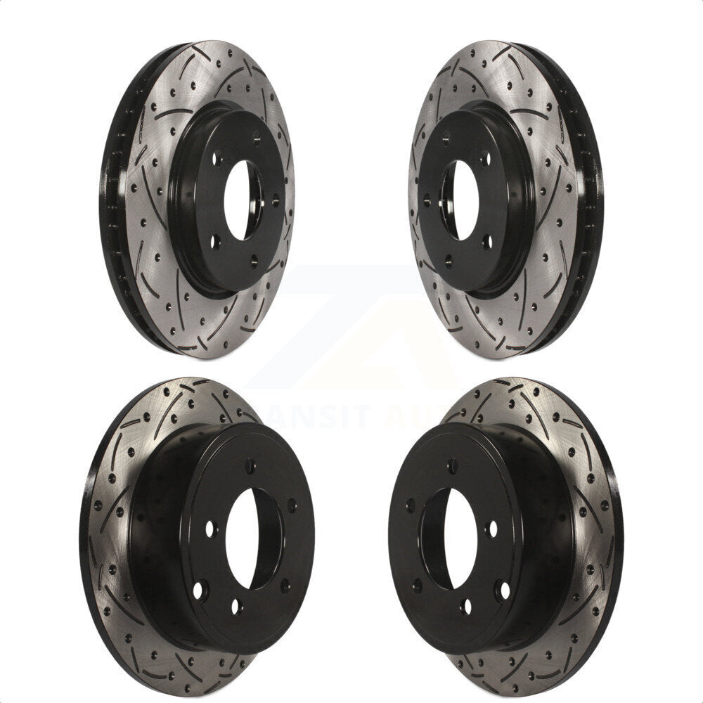 Front Rear Coated Drilled Slotted Disc Brake Rotors Kit For Dodge Caliber Mitsubishi Lancer KD-100247