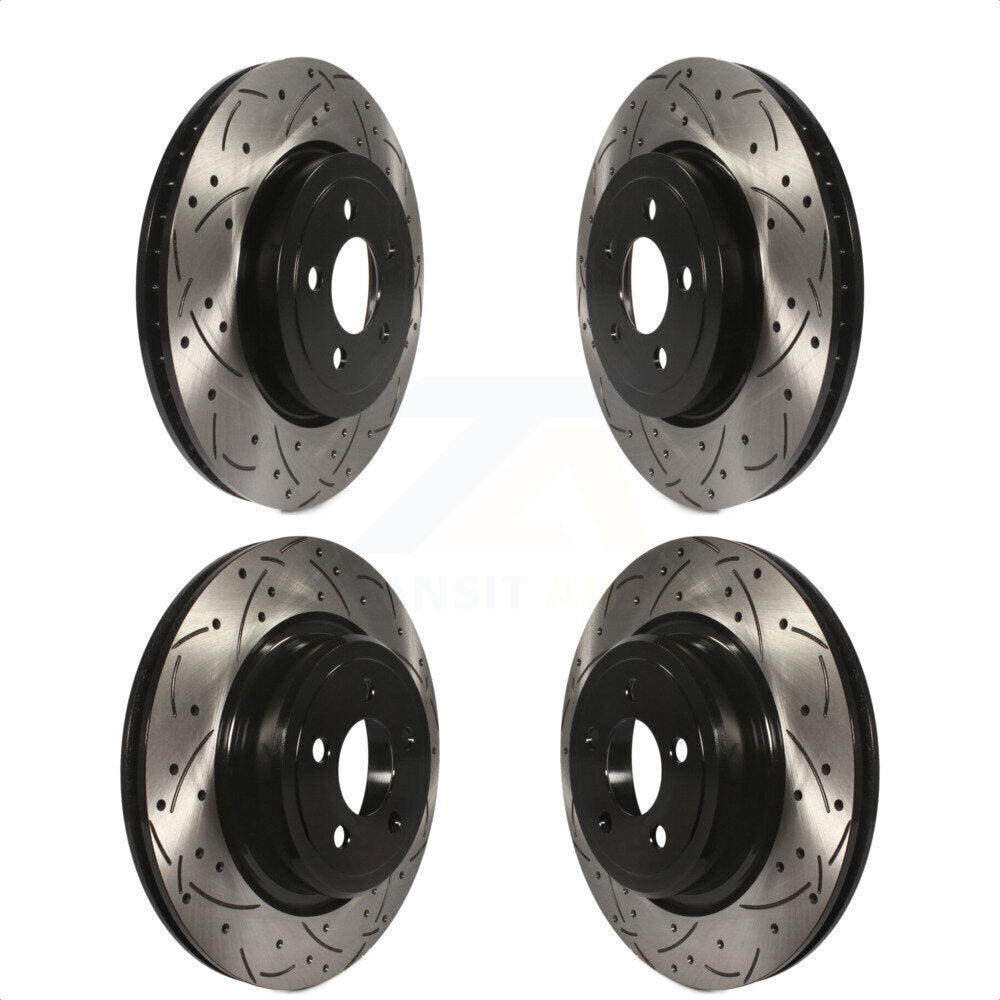 Front Rear Coated Drilled Slotted Disc Brake Rotors Kit For Dodge Charger With Police Package KD-100246