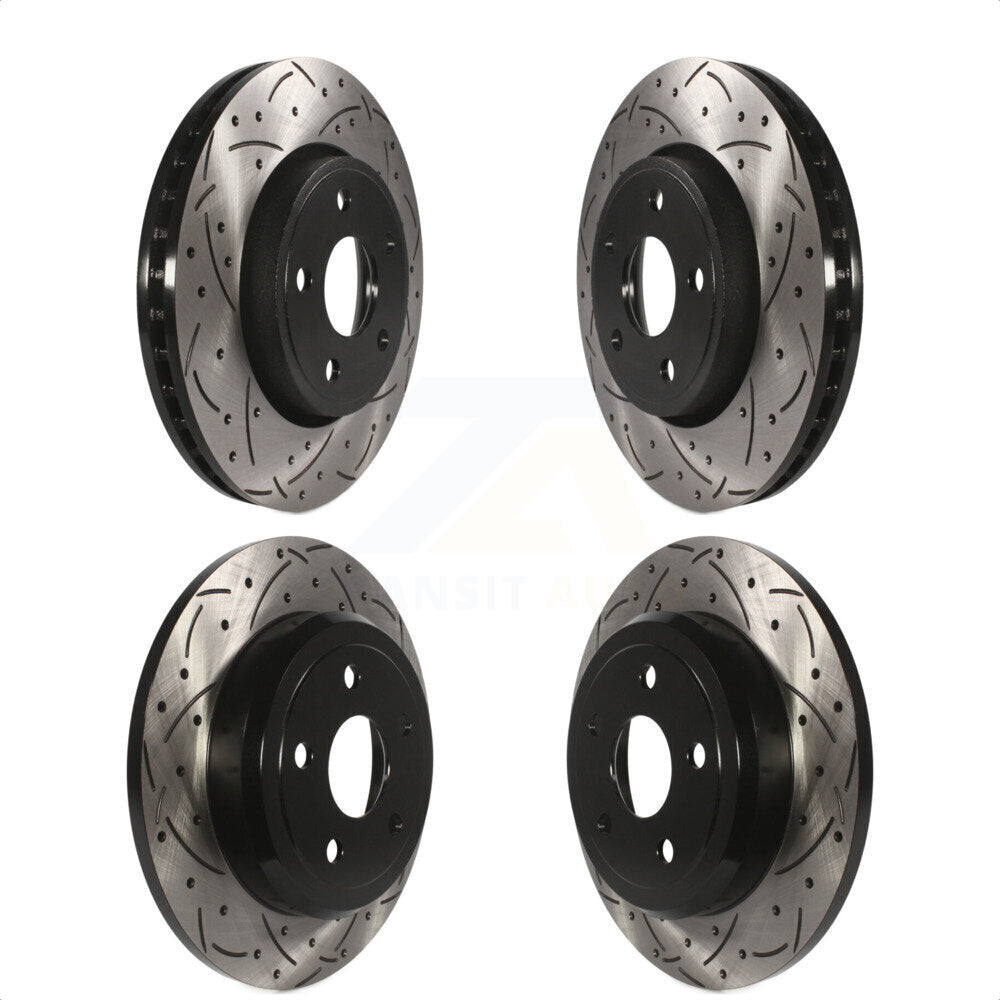 Front Rear Coated Drilled Slotted Disc Brake Rotors Kit For Dodge Durango KD-100255