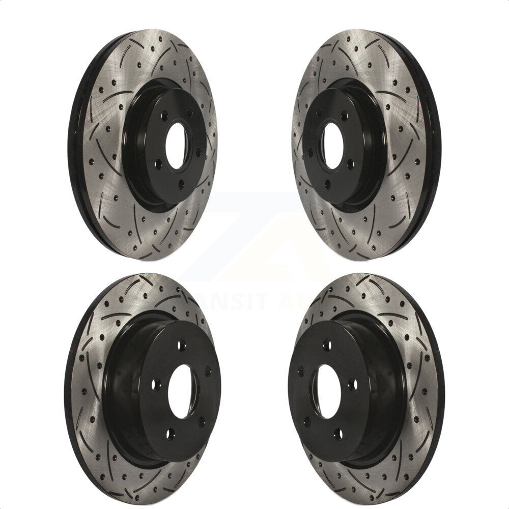 Front Rear Coated Drilled Slotted Disc Brake Rotors Kit For Ford Escape Transit Connect KD-100295