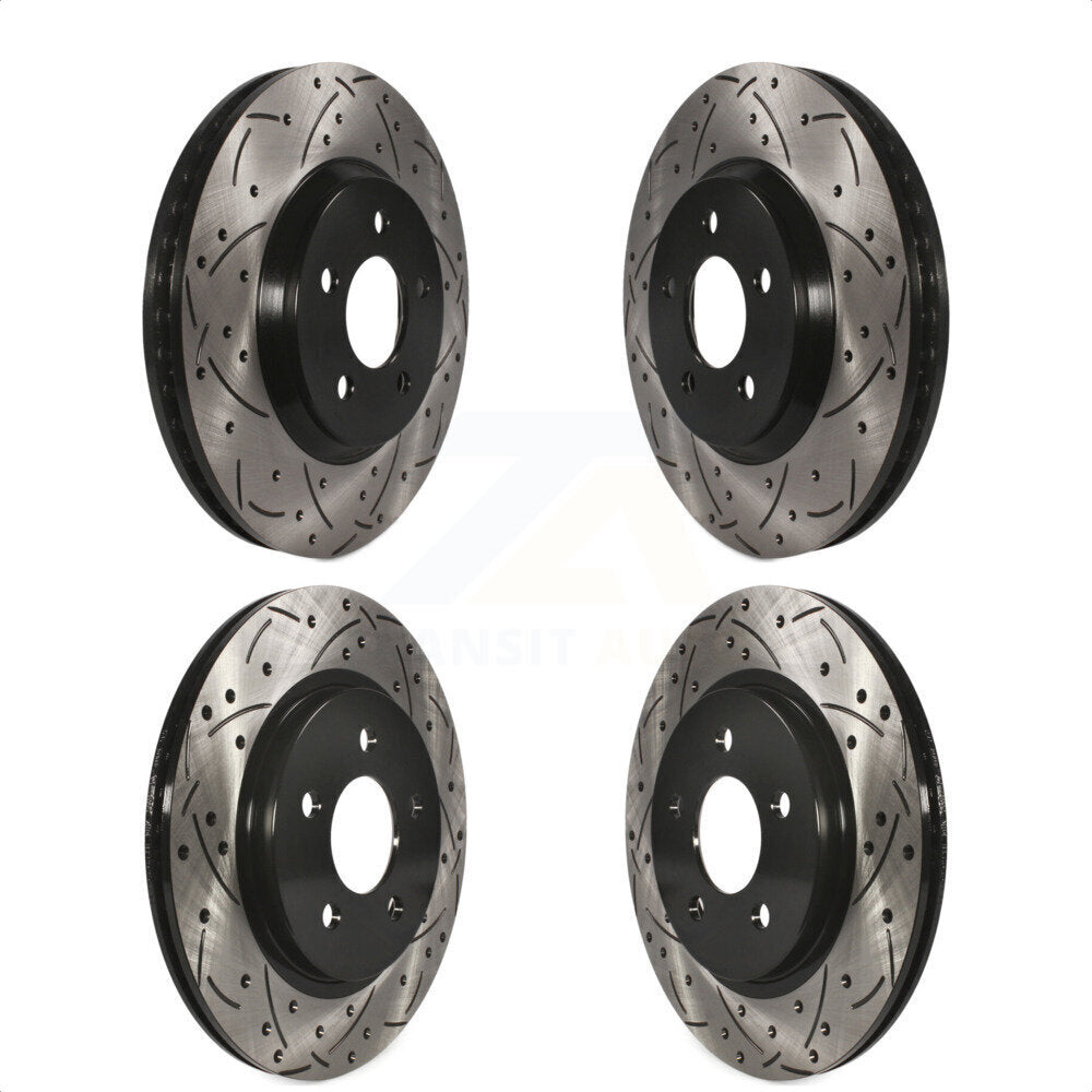 Front Rear Coated Drilled Slotted Disc Brake Rotors Kit For Ford Mustang KD-100218