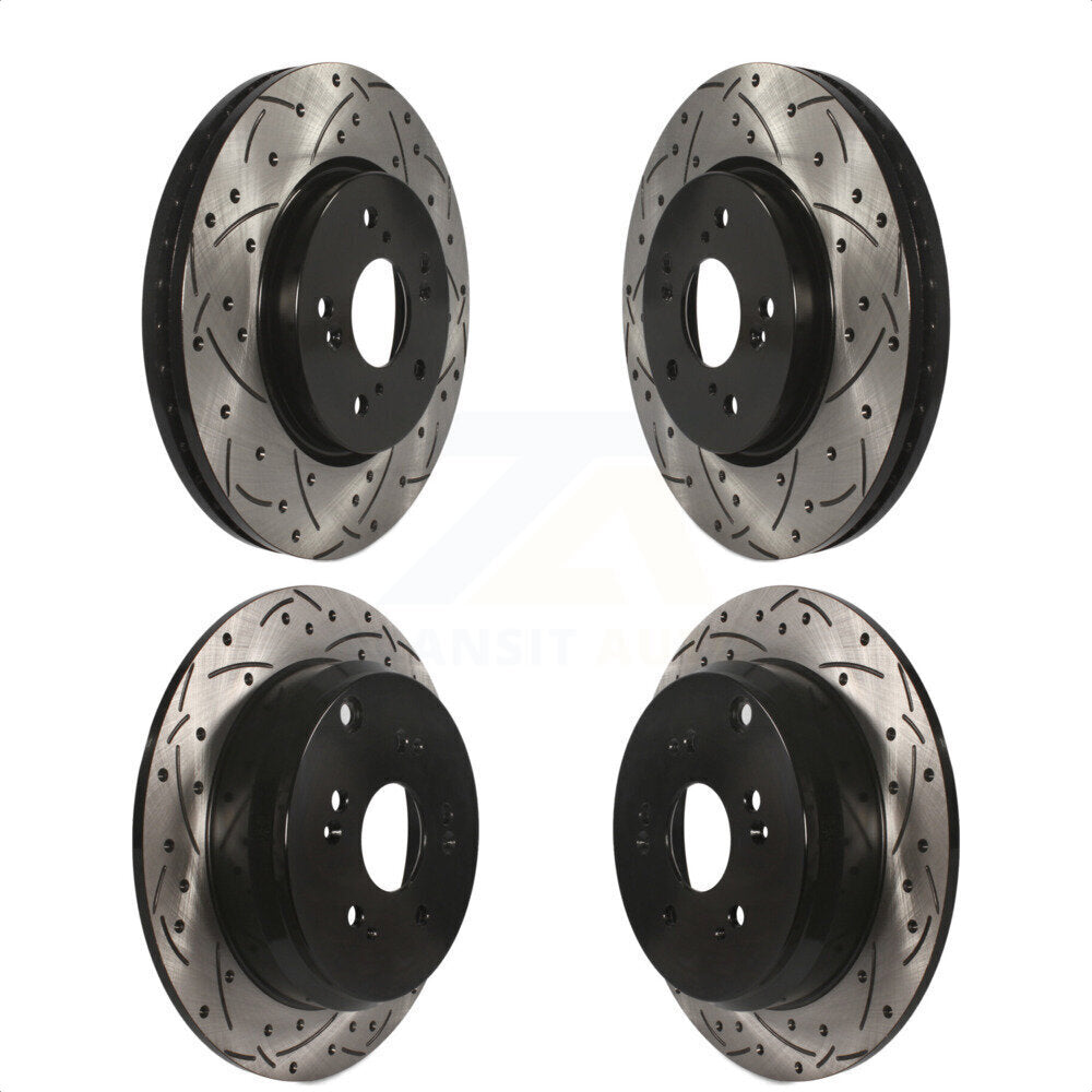 Front Rear Coated Drilled Slotted Disc Brake Rotors Kit For Honda CR-V Acura RDX KD-100292