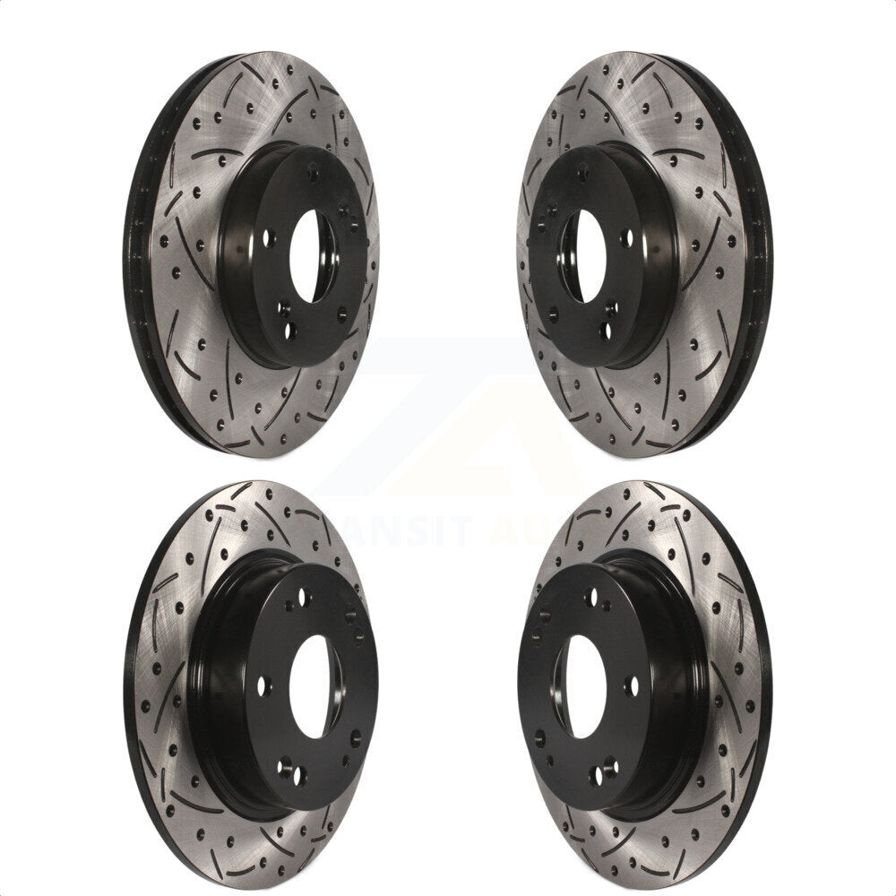 Front Rear Coated Drilled Slotted Disc Brake Rotors Kit For Honda Civic Acura ILX CSX KD-100265