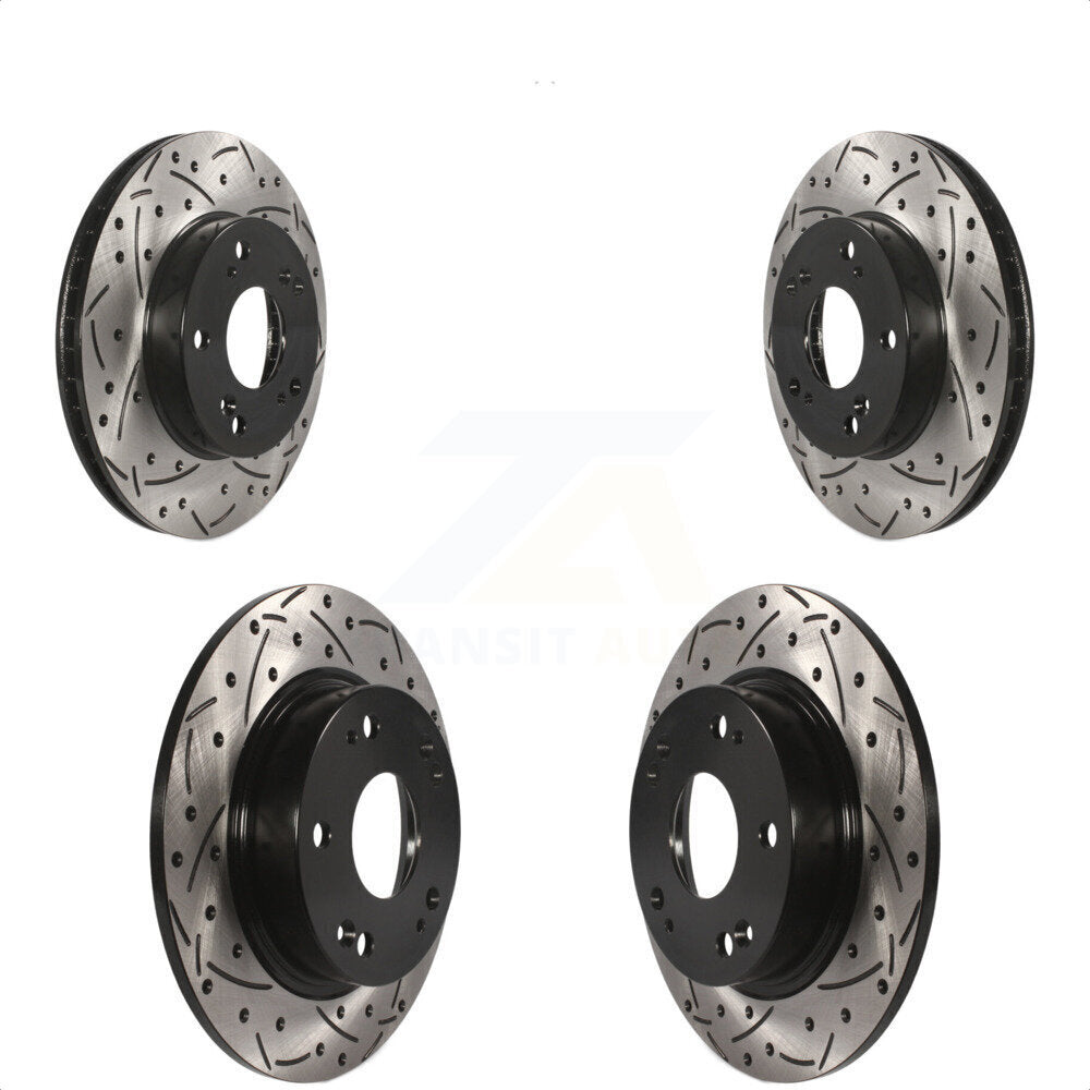 Front Rear Coated Drilled Slotted Disc Brake Rotors Kit For Honda Civic Acura ILX KD-100336
