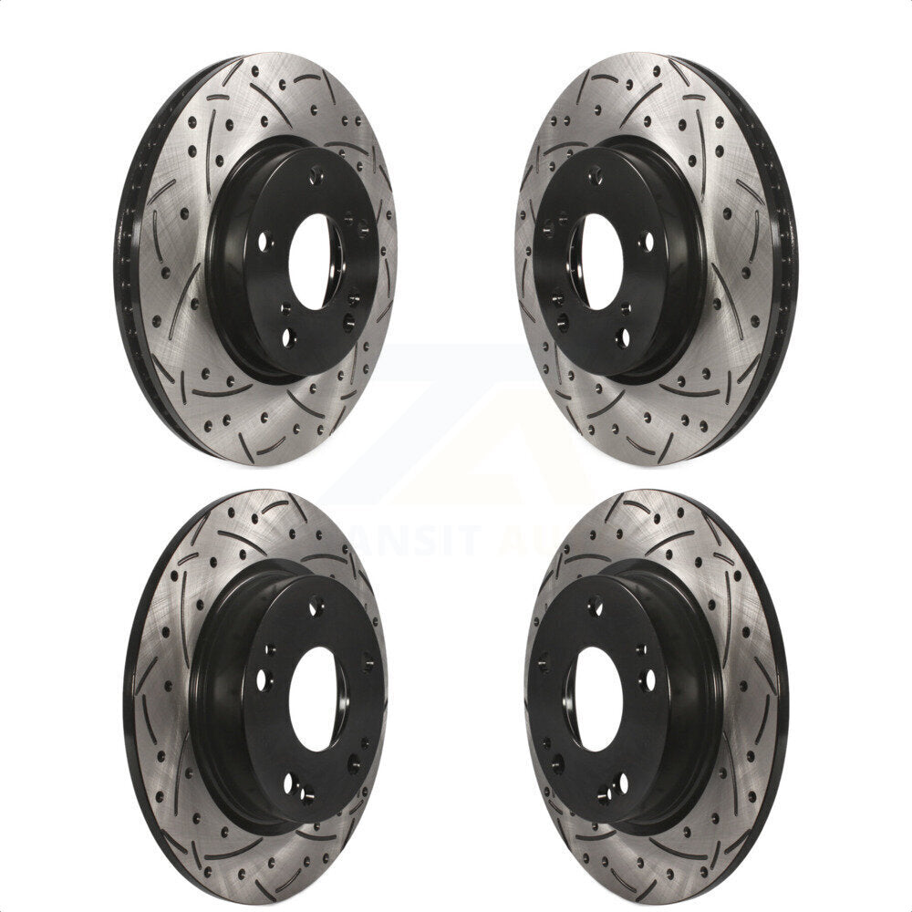 Front Rear Coated Drilled Slotted Disc Brake Rotors Kit For Honda Civic Insight KD-100360