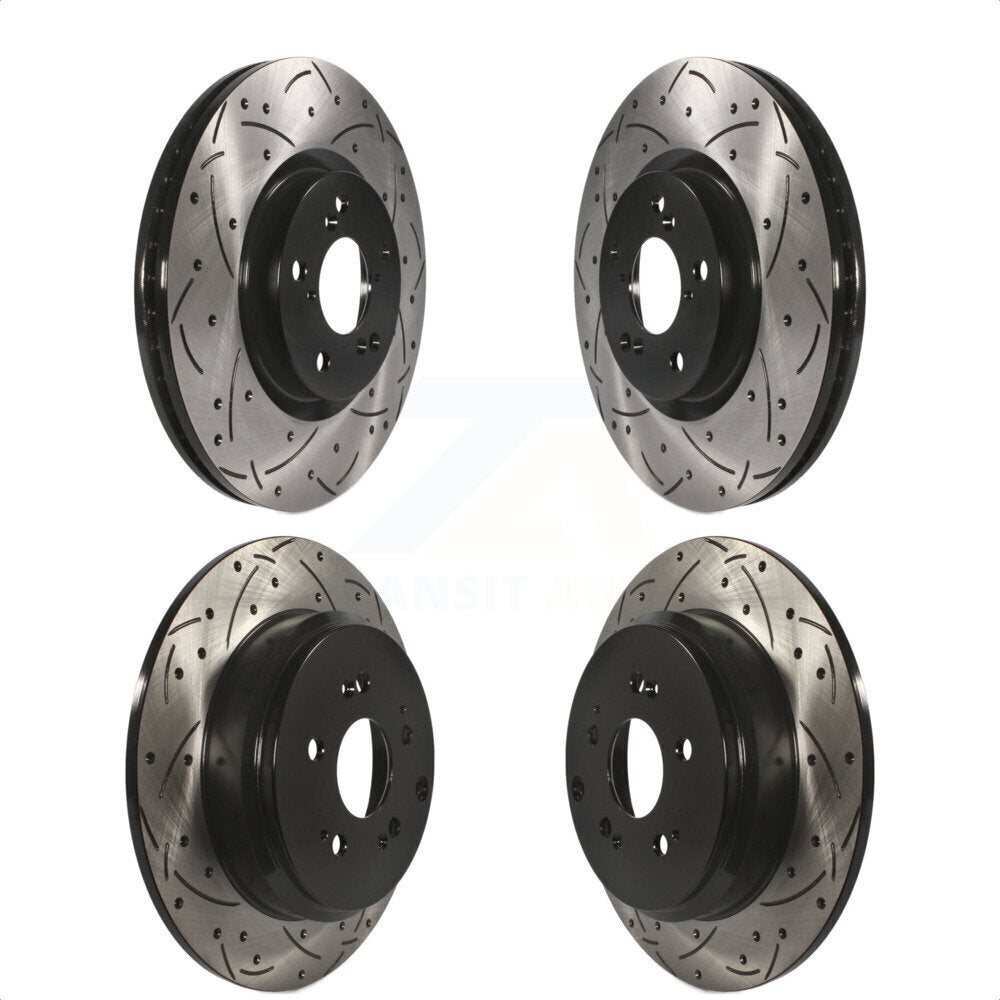 Front Rear Coated Drilled Slotted Disc Brake Rotors Kit For Honda Pilot Acura MDX ZDX KD-100297