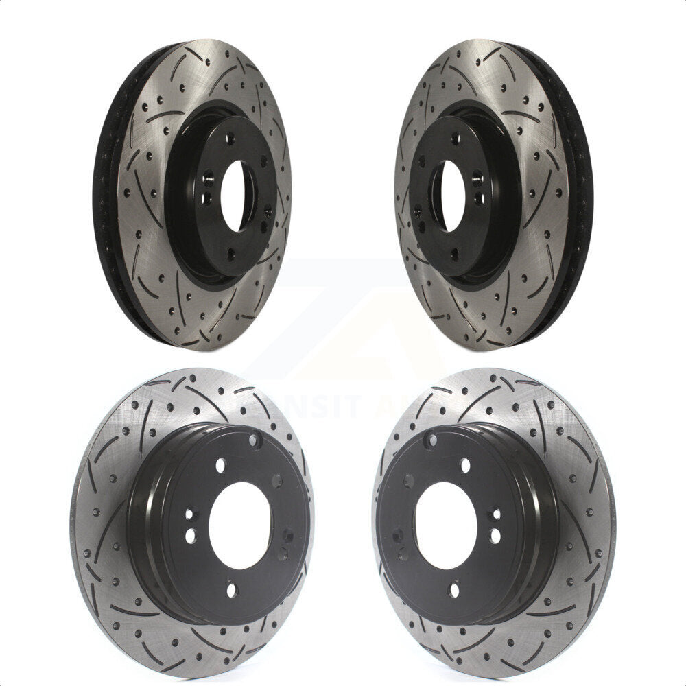 Front Rear Coated Drilled Slotted Disc Brake Rotors Kit For Hyundai Sonata Kia Optima KD-100478