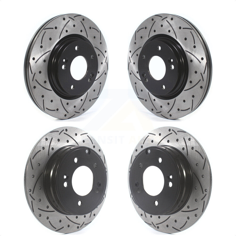 Front Rear Coated Drilled Slotted Disc Brake Rotors Kit For Hyundai Sonata Kia Optima With Manual Parking KD-100511