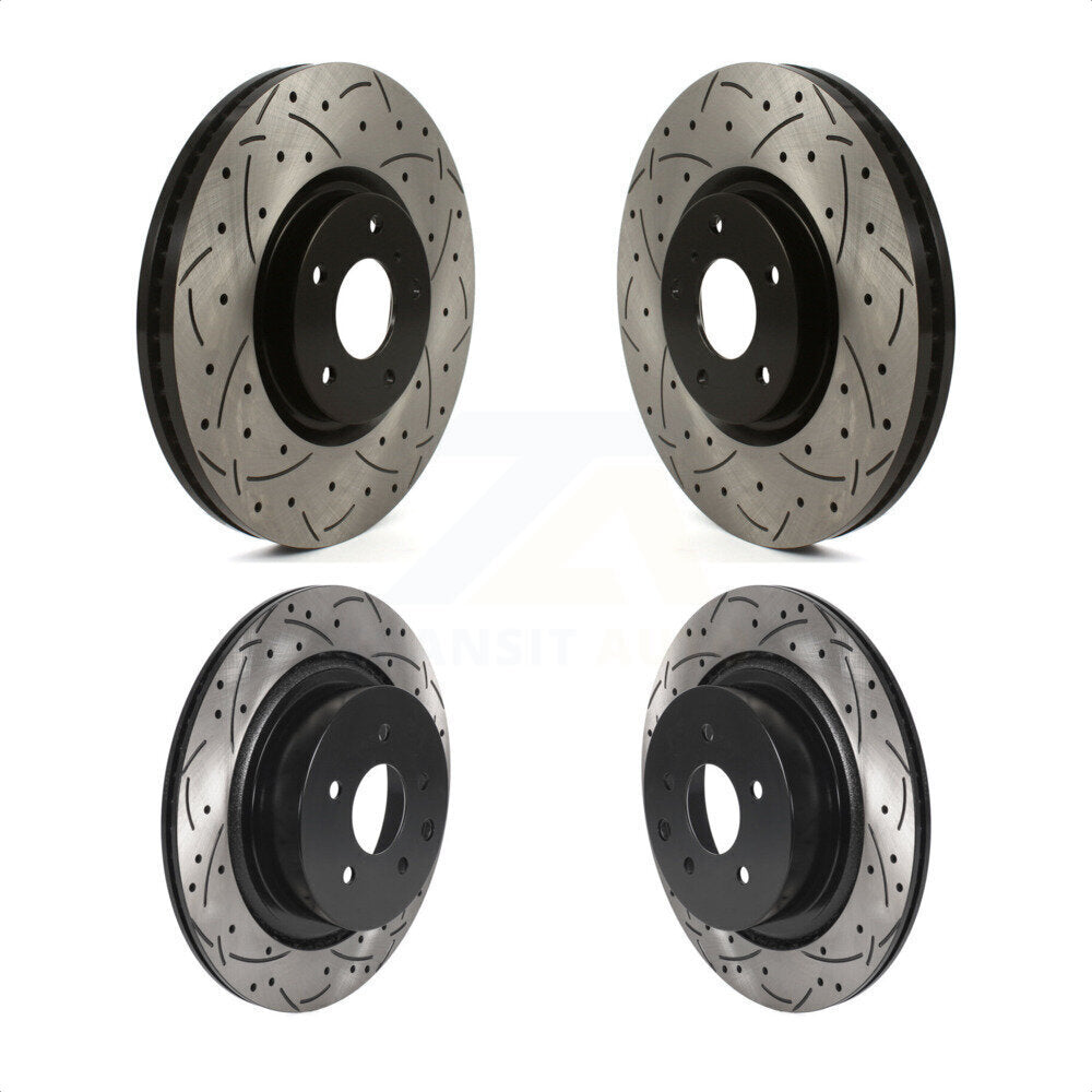 Front Rear Coated Drilled Slotted Disc Brake Rotors Kit For INFINITI G37 G35 Q60 KD-100482