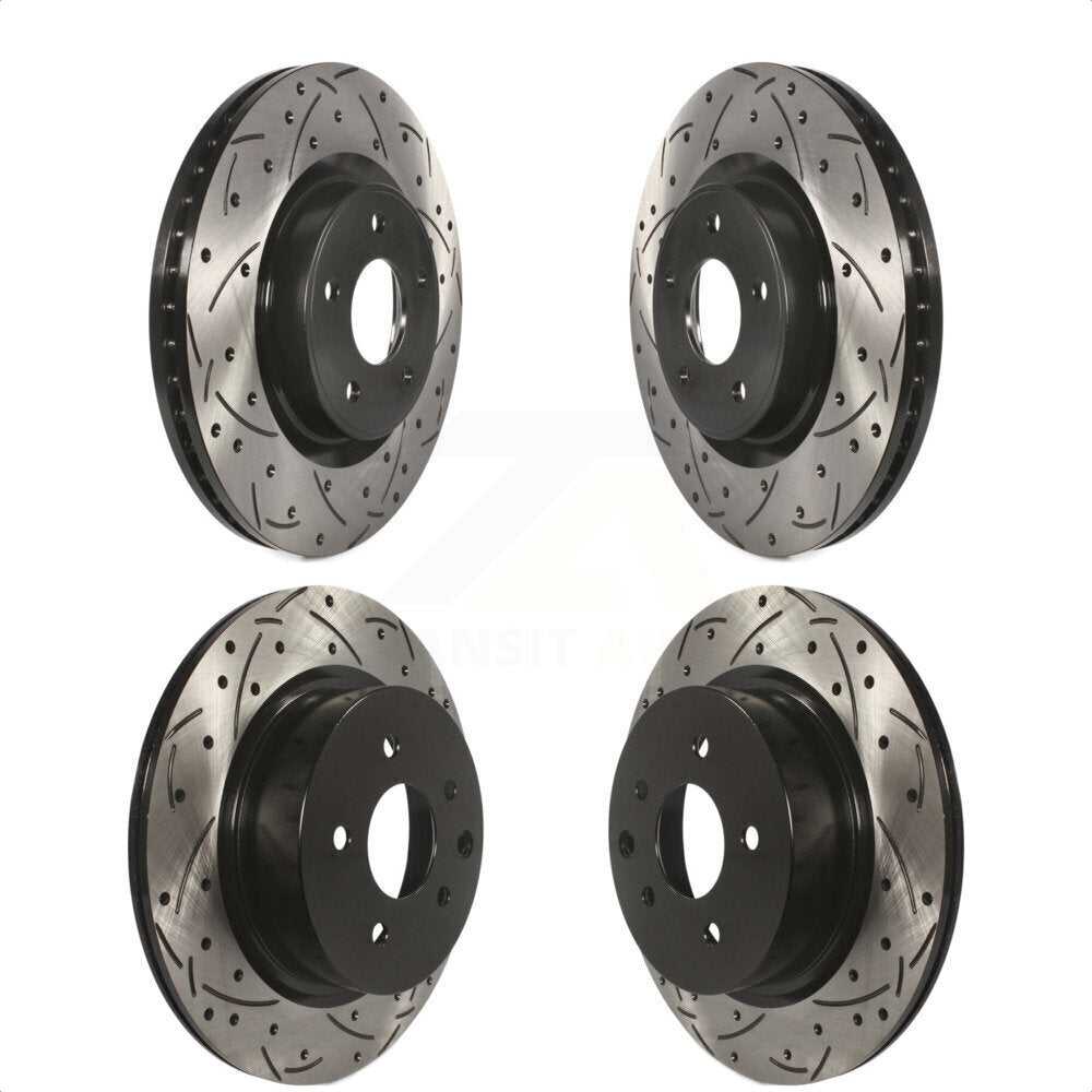 Front Rear Coated Drilled Slotted Disc Brake Rotors Kit For INFINITI QX50 Nissan Z KD-100347