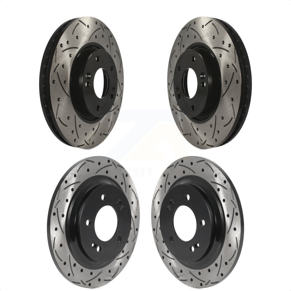 Front Rear Coated Drilled Slotted Disc Brake Rotors Kit For Kia Optima Hyundai Sonata Soul EV KD-100480