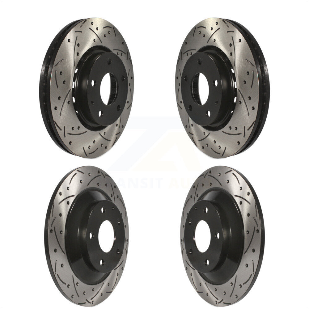 Front Rear Coated Drilled Slotted Disc Brake Rotors Kit For Mazda CX-5 KD-100363