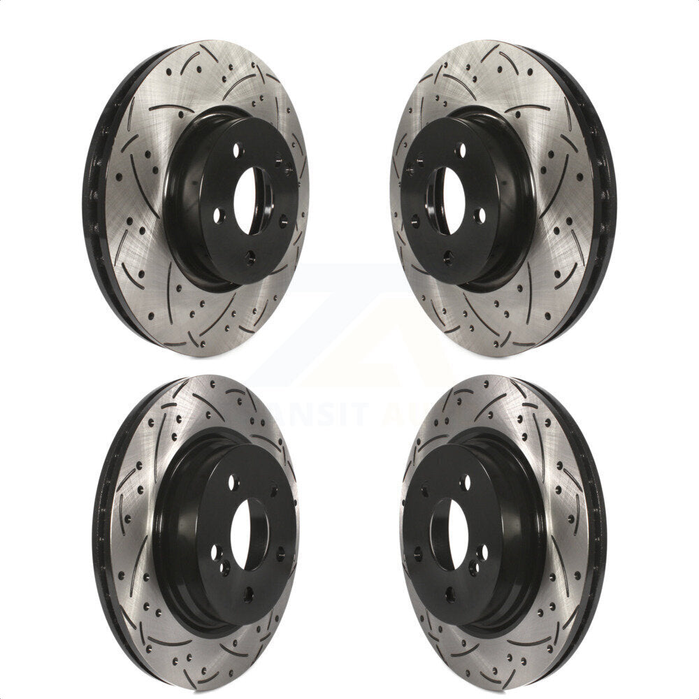 Front Rear Coated Drilled Slotted Disc Brake Rotors Kit For Mercedes-Benz E350 C300 C350 KD-100328