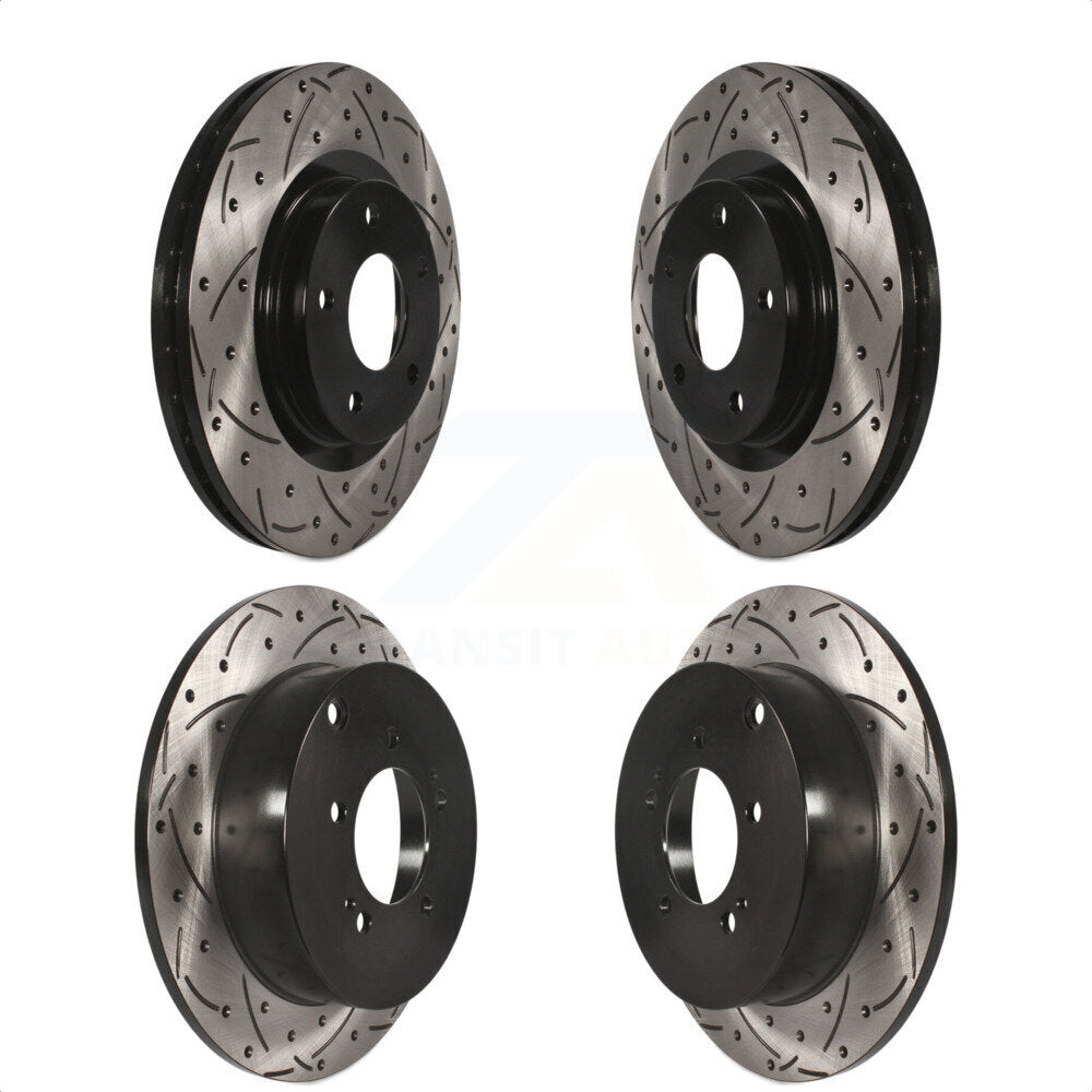 Front Rear Coated Drilled Slotted Disc Brake Rotors Kit For Mitsubishi Outlander KD-100250