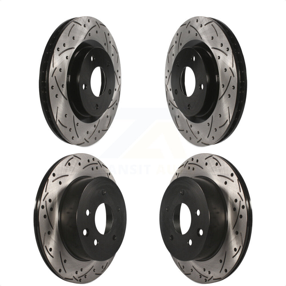 Front Rear Coated Drilled Slotted Disc Brake Rotors Kit For Nissan Rogue Select KD-100309